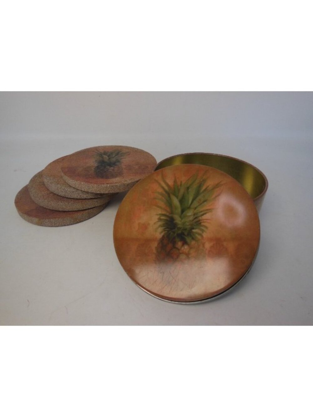 ThirstyStone sandstone coasters 2002 issue Pineapple image stored in in can